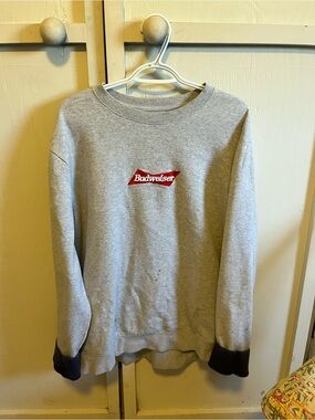 Budweiser Gray Crewneck Sweatshirt with Red Logo